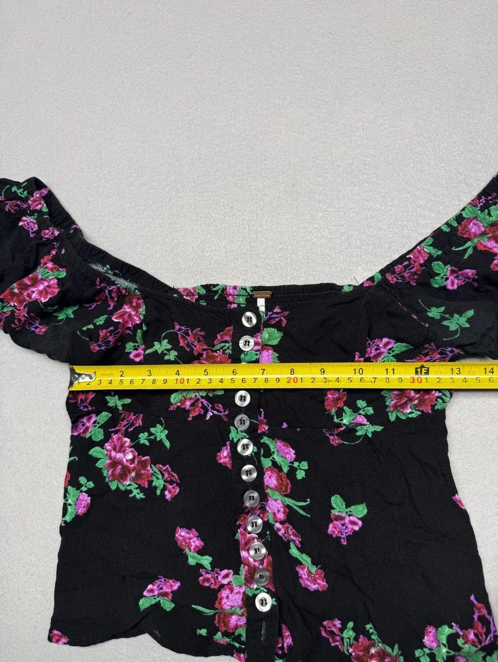 Free People Button-Up Top Women S Black Floral